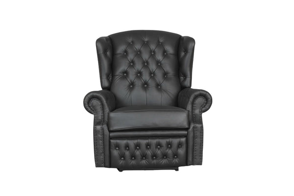Chesterfield Ohrensessel Stunning Deluxe Recliner Ledersessel Relaxsessel mit Motor Salottini schwarz