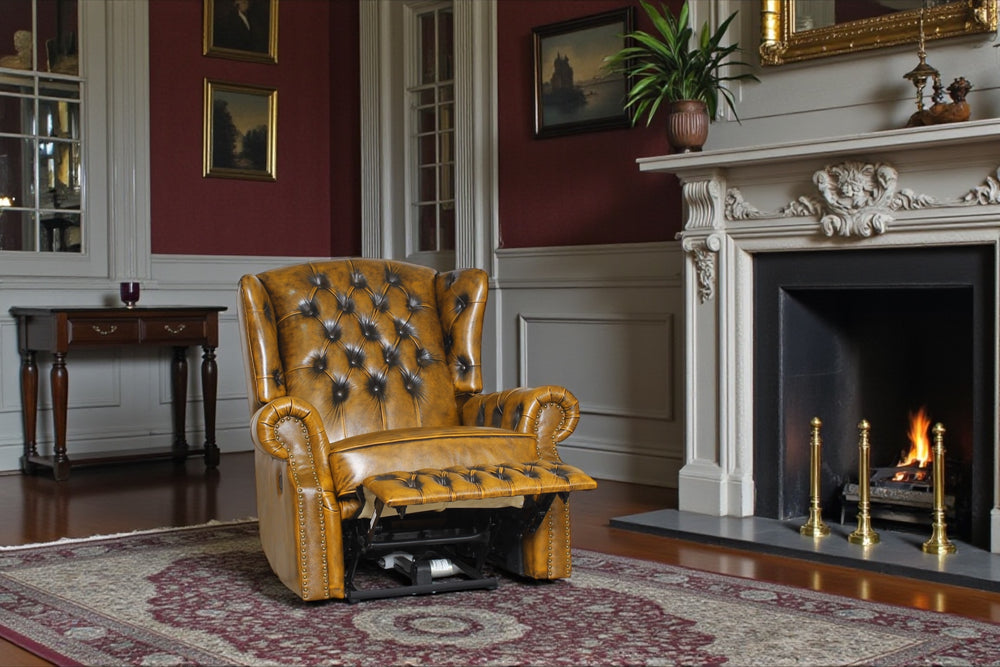 Chesterfield Stunning Ohrensessel Recliner Ledersessel Motor Salottini Whiskey Braun