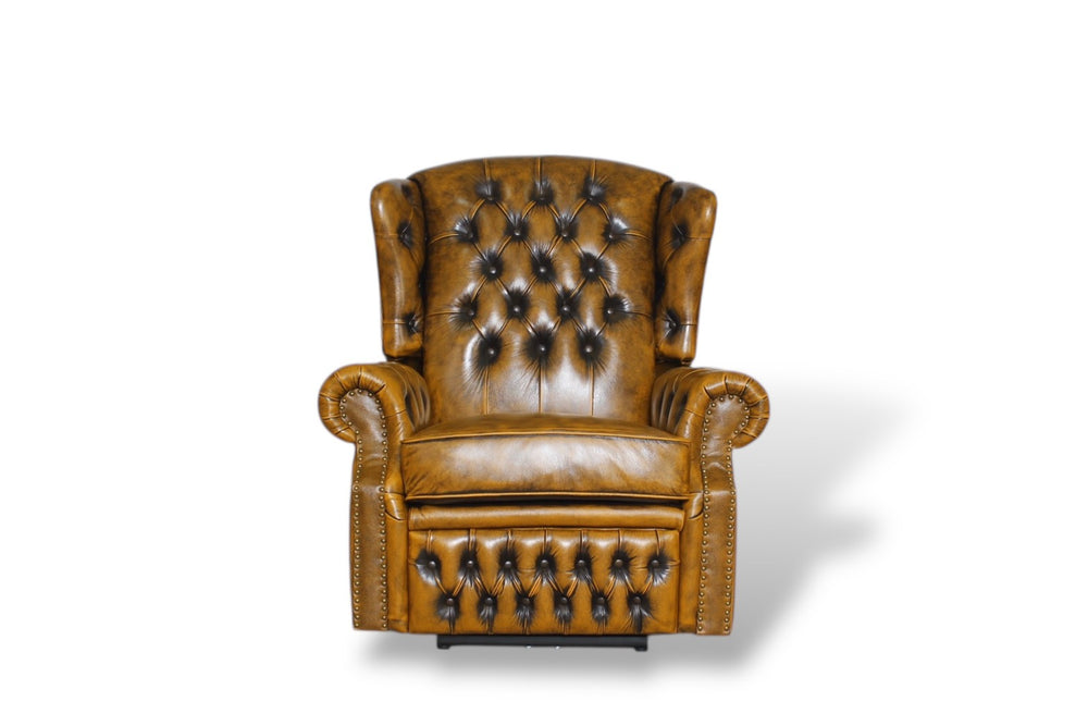 VERKÜRZTE LIEFERZEIT Chesterfield Stunning Ohrensessel Recliner Ledersessel Motor Salottini Whiskey