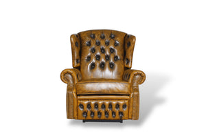 Chesterfield Stunning Ohrensessel Recliner Ledersessel Motor Salottini Whiskey Braun