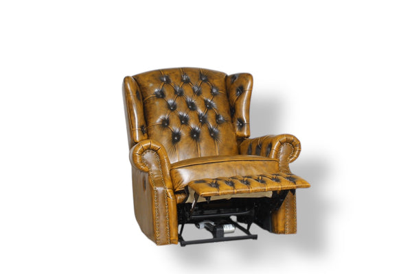 Chesterfield Stunning Ohrensessel Recliner Ledersessel Motor Salottini Whiskey Braun