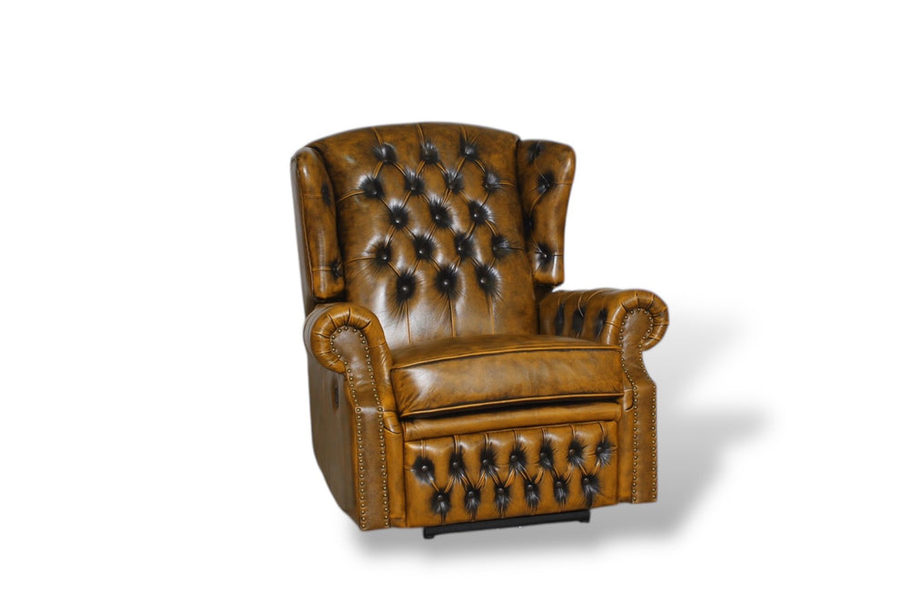 Chesterfield Stunning Ohrensessel Recliner Ledersessel Motor Salottini Whiskey Braun