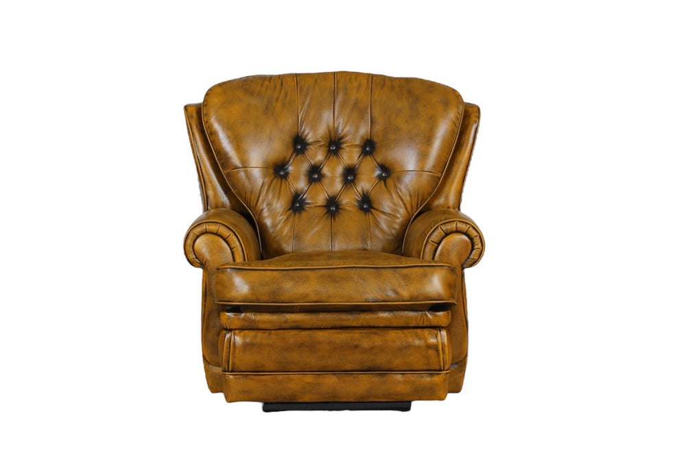 Chesterfield Ohrensessel Sting Recliner Ledersessel Relaxsessel Motor Whiskey Braun