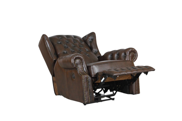 VERKÜRZTE LIEFERZEIT Chesterfield Stunning Ohrensessel Recliner Ledersessel Motor Salottini braun