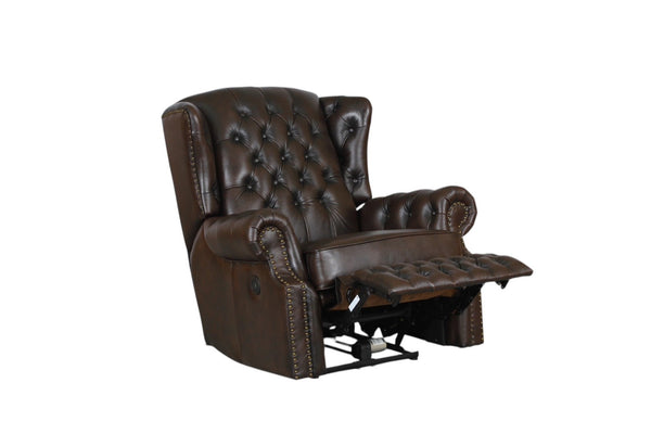 SOFORT LIEFERBAR Chesterfield Stunning Ohrensessel Recliner Ledersessel Motor Salottini braun