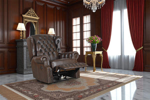 VERKÜRZTE LIEFERZEIT Chesterfield Stunning Ohrensessel Recliner Ledersessel Motor Salottini braun