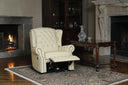 VERKÜRZTE LIEFERZEIT Chesterfield Ohrensessel Stunning Leder Recliner Relaxsessel Motor Beige