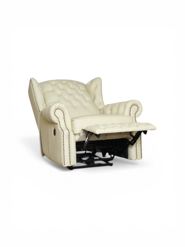 Chesterfield Ohrensessel Stunning Leder Recliner Ledersessel Relaxsessel Motor Beige