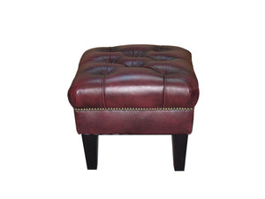 Chesterfield Ohrensessel Kate Deluxe Ledersessel mit Hocker Salottini