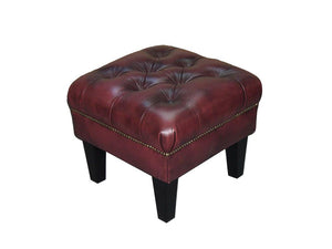 Chesterfield Ohrensessel Kate Deluxe Ledersessel mit Hocker Salottini