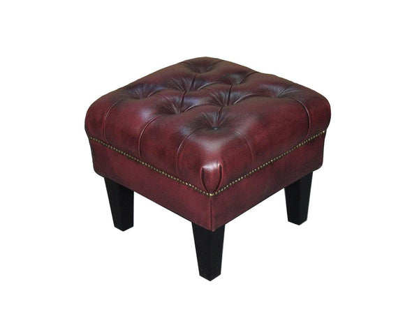 Chesterfield Ohrensessel Kate Deluxe Ledersessel mit Hocker Salottini