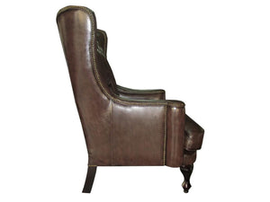 Chesterfield Ohrensessel Katerine Deluxe Ledersessel mit Hocker Salottini