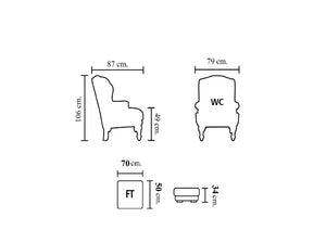 Chesterfield Ohrensessel Romsey Deluxe Ledersessel mit Hocker Salottini