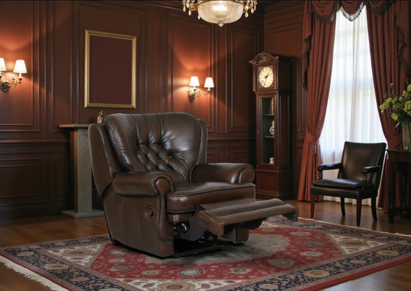 Chesterfield Ohrensessel Sting Deluxe Recliner Ledersessel Relaxsessel mit Motor Salottini