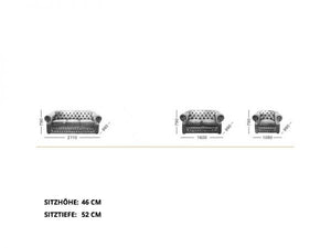 Sofa Chesterfield 3-Sitzer Couch Cardiff Ledersofa Salottini Sonderpreis