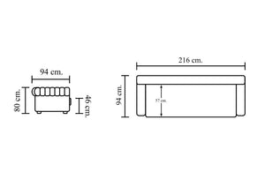 XL Sofa Chesterfield 3-Sitzer Couch Knightbridge Deluxe Ledersofa Salottini