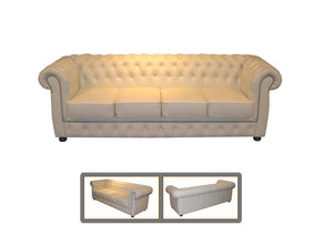 4er XL Sofa Chesterfield 4-Sitzer Couch Lord Deluxe Ledersofa Salottini