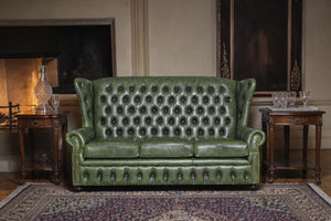 XL Sofa Chesterfield 3-Sitzer Couch Nora Deluxe Ledersofa Salottini grün
