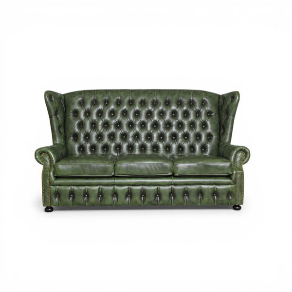 XL Sofa Chesterfield 3-Sitzer Couch Nora Deluxe Ledersofa Salottini grün