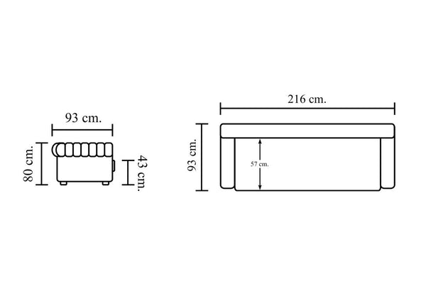 XL Sofa Chesterfield 3-Sitzer Couch Trent Deluxe Ledersofa Salottini