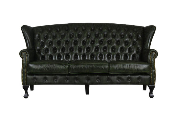 XL Elite Chesterfield LEEDS Deluxe Sofagarnitur 3/2/1 & Hocker Ledergarnitur Salottini