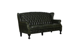 XL Elite Chesterfield LEEDS Deluxe Sofagarnitur 3/2/1 & Hocker Ledergarnitur Salottini