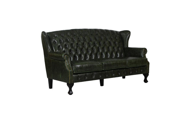 XL Elite Chesterfield LEEDS Deluxe Sofagarnitur 3/2/1 & Hocker Ledergarnitur Salottini