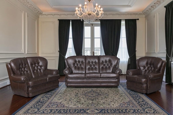 (LIEFERZEIT 4-6 WOCHEN) XL Chesterfield Sting Deluxe Sofagarnitur 3/2/1 Sonderpreis Braun