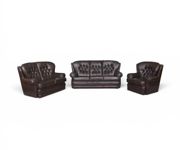 (LIEFERZEIT 4-6 WOCHEN) XL Chesterfield Sting Deluxe Sofagarnitur 3/2/1 Sonderpreis Braun