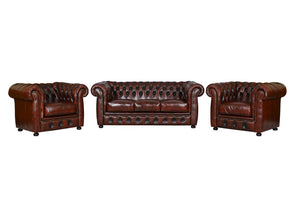 Chesterfield Avon Deluxe Sofagarnitur (3/2/1 oder 3/1/1) Ledergarnitur Salottini