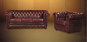 SOFORT LIEFERBAR Chesterfield Avon Vollleder Deluxe Sofagarnitur 3/2/1 Ledergarnitur