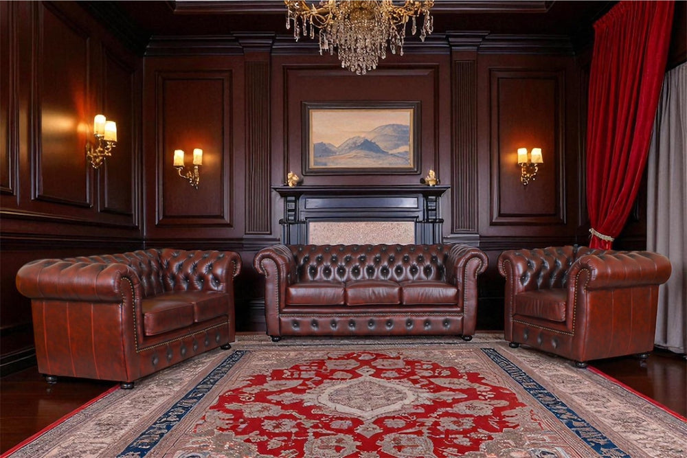 Chesterfield Avon Deluxe Sofagarnitur (3/2/1 oder 3/1/1) Ledergarnitur Salottini