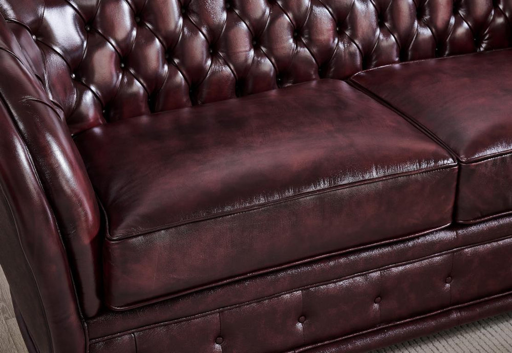 Edle Chesterfield 3/1/Chaise Kingswood Sofagarnitur Ledergarnitur Sonderpreis rot