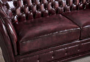 Edle Chesterfield 3/1/Chaise Kingswood Sofagarnitur Ledergarnitur Sonderpreis rot