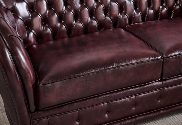Edle Chesterfield 3/1/Chaise Kingswood Sofagarnitur Ledergarnitur Sonderpreis rot