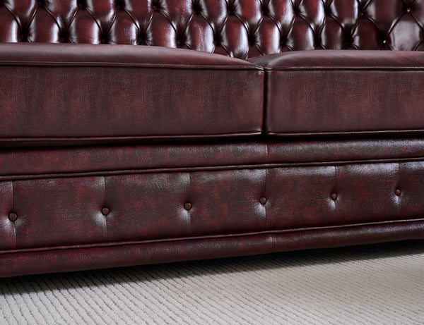 Edle Chesterfield 3/1/Chaise Kingswood Sofagarnitur Ledergarnitur Sonderpreis rot