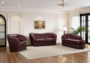 Edle Chesterfield 3/1/Chaise Kingswood Sofagarnitur Ledergarnitur Sonderpreis rot