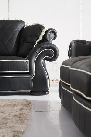 Klassische Chesterfield Dover XL Sofagarnitur (3/2/1 oder 3/1/1) Ledergarnitur Sonderpreis schwarz