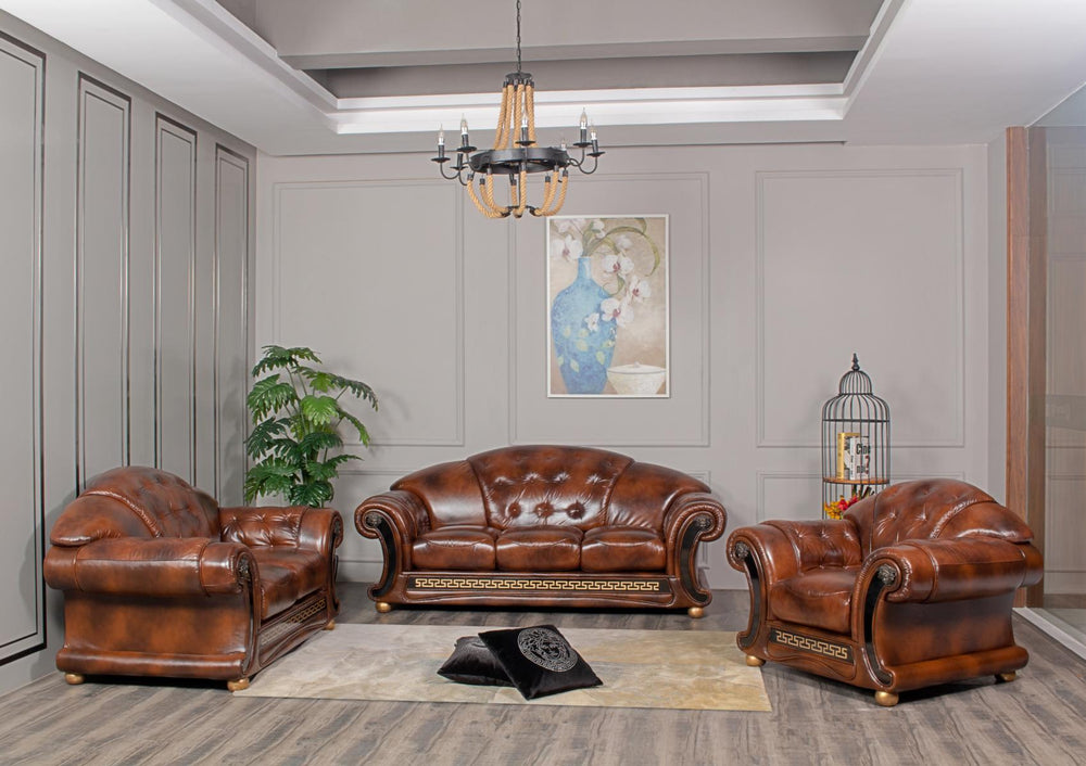 SOFORT LIEFERBAR Chesterfield Oriental XL Leder Sofagarnitur 3/2/1 Antique-Brown SONDERPREIS