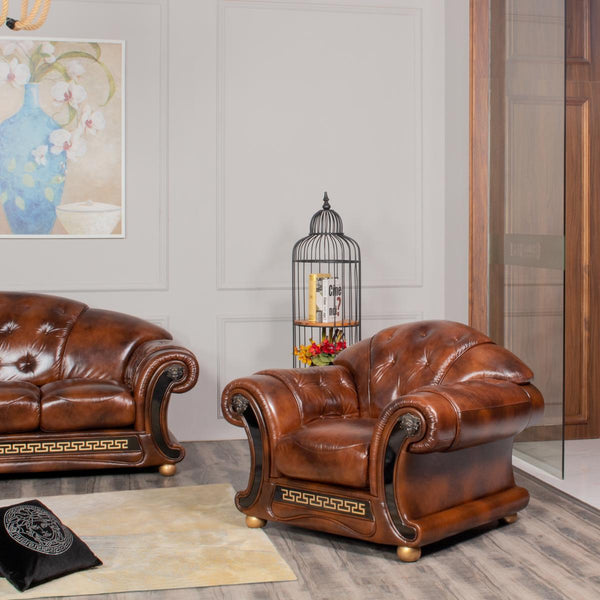 SOFORT LIEFERBAR Chesterfield Oriental XL Leder Sofagarnitur 3/2/1 Antique-Brown SONDERPREIS