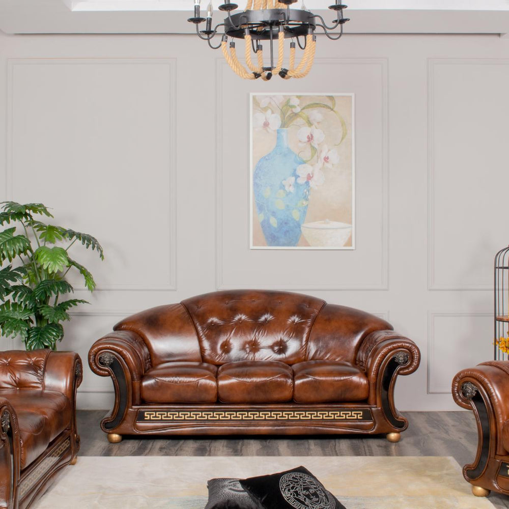 SOFORT LIEFERBAR Chesterfield Oriental XL Leder Sofagarnitur 3/2/1 Antique-Brown SONDERPREIS