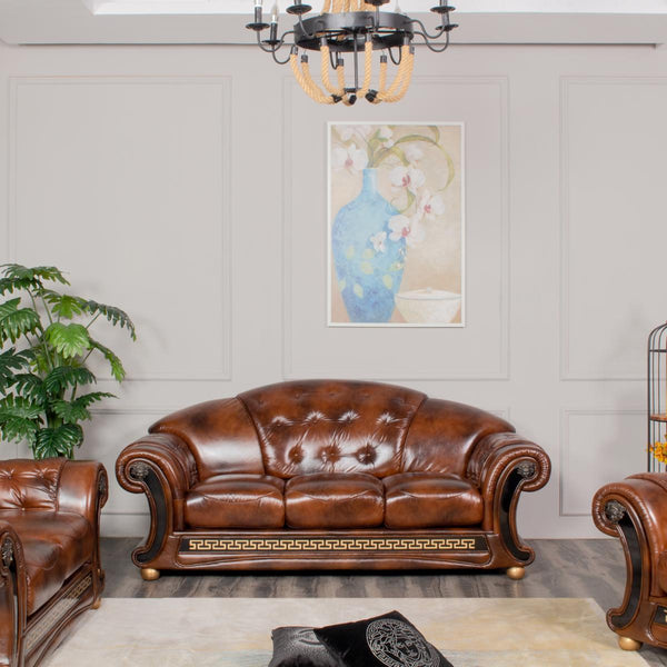 SOFORT LIEFERBAR Chesterfield Oriental XL Leder Sofagarnitur 3/2/1 Antique-Brown SONDERPREIS