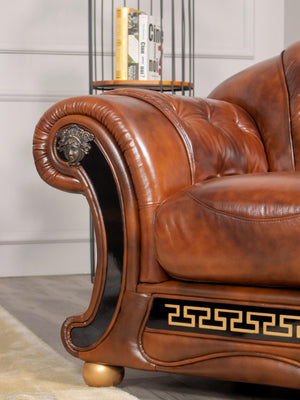SOFORT LIEFERBAR Chesterfield Oriental XL Leder Sofagarnitur 3/2/1 Antique-Brown SONDERPREIS