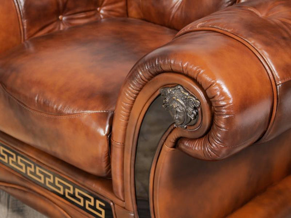 SOFORT LIEFERBAR Chesterfield Oriental XL Leder Sofagarnitur 3/2/1 Antique-Brown SONDERPREIS