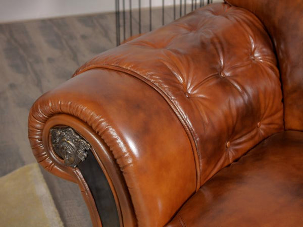 Chesterfield Oriental XL Sofagarnitur 3/2/1 Leder Polstergarnitur Antique-Brown SONDERPREIS