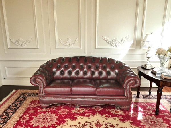 SOFORT LIEFERBAR Chesterfield Premier Deluxe Sofagarnitur 3/1/Hocker Ledergarnitur
