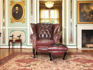 SOFORT LIEFERBAR Chesterfield Premier Deluxe Sofagarnitur 3/1/Hocker Ledergarnitur