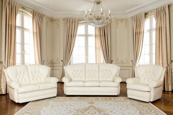 Luxus Chesterfield Sting Sofagarnitur 3/2/1 oder 3/1/1 XL Ledergarnitur Salottini Deluxe Beige