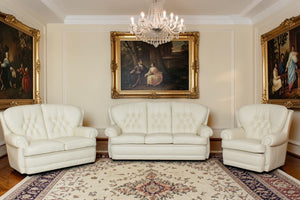 Luxus Chesterfield Sting Sofagarnitur 3/2/1 oder 3/1/1 XL Ledergarnitur Salottini Deluxe Beige
