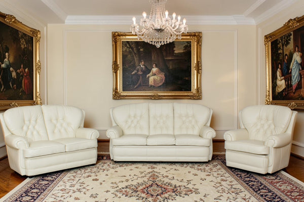 Luxus Chesterfield Sting Sofagarnitur 3/2/1 oder 3/1/1 XL Ledergarnitur Salottini Deluxe Beige